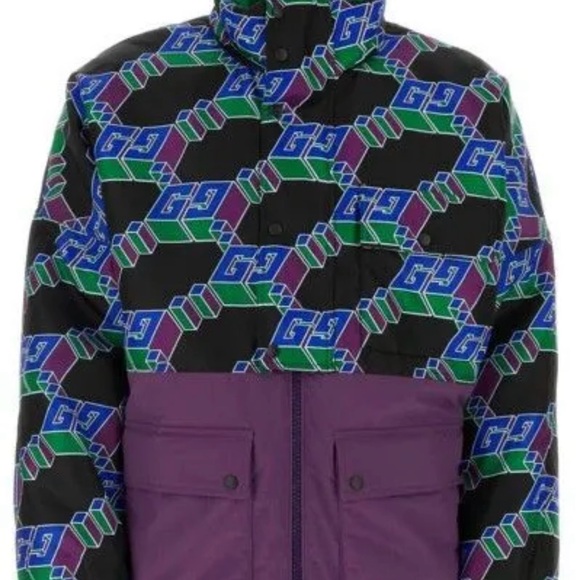Gucci Black and Purple Performance Jacket with Geometric Design - Picture 1 of 1